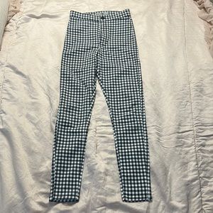 Topshop Moto Joni Grey and White Checkered Jeans